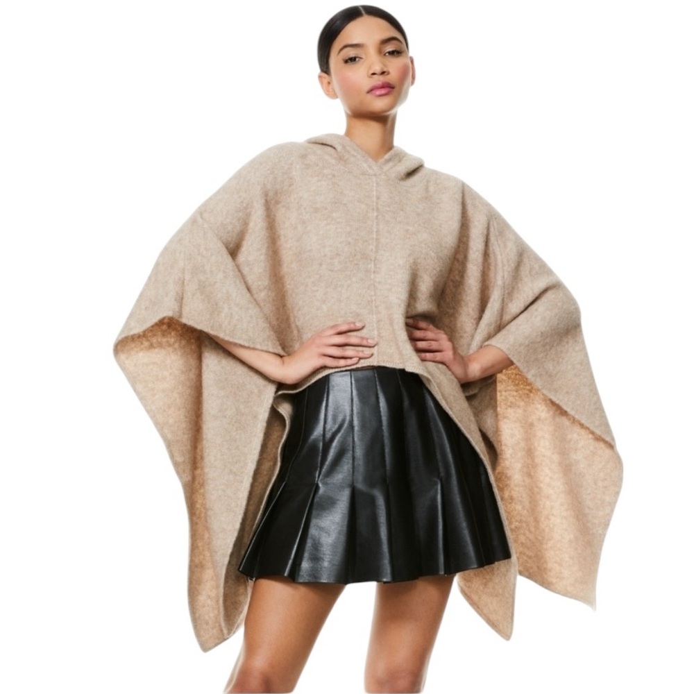 Alice + Olivia Beige Hooded Poncho